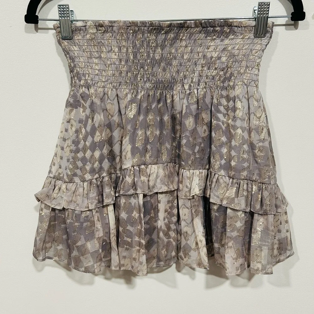 Ramy Brook Metallic Silk Ruffle Mini Skirt – Size Small - Picture 6 of 8